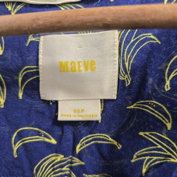 Anthropologie Top Womens XS 00P Banana Navy Blue Tank Boxy Button Oversized - Picture 3 of 10